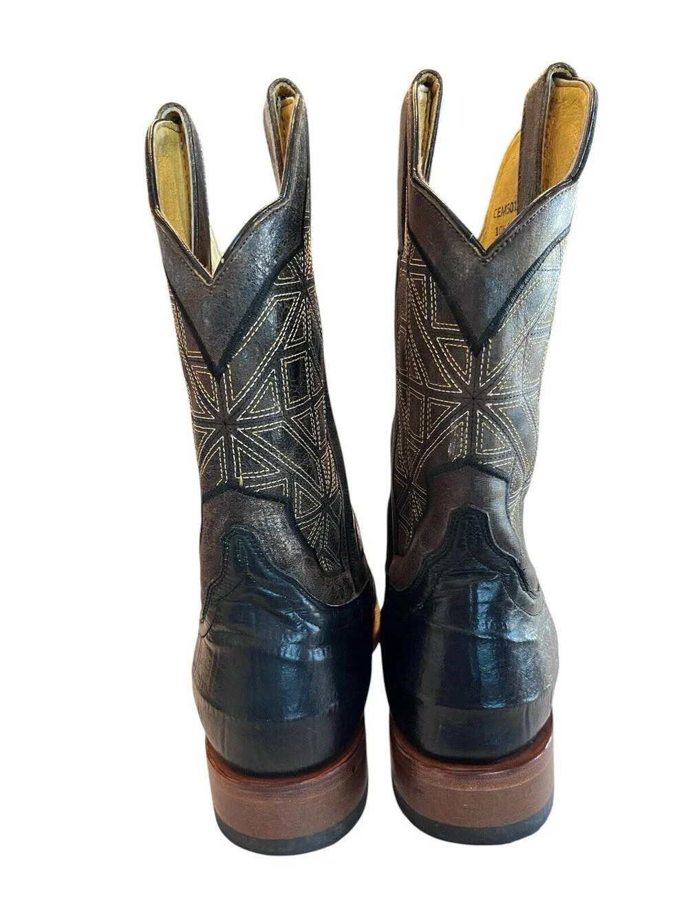 Cinch Edge Boots Western Mens Sz 10.5 EE Black Brown Caiman Print SMITTY